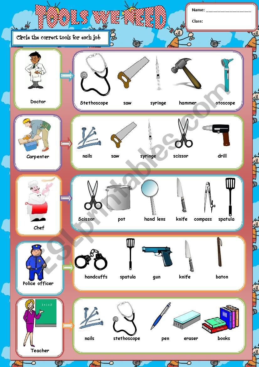 Tools We Need worksheet