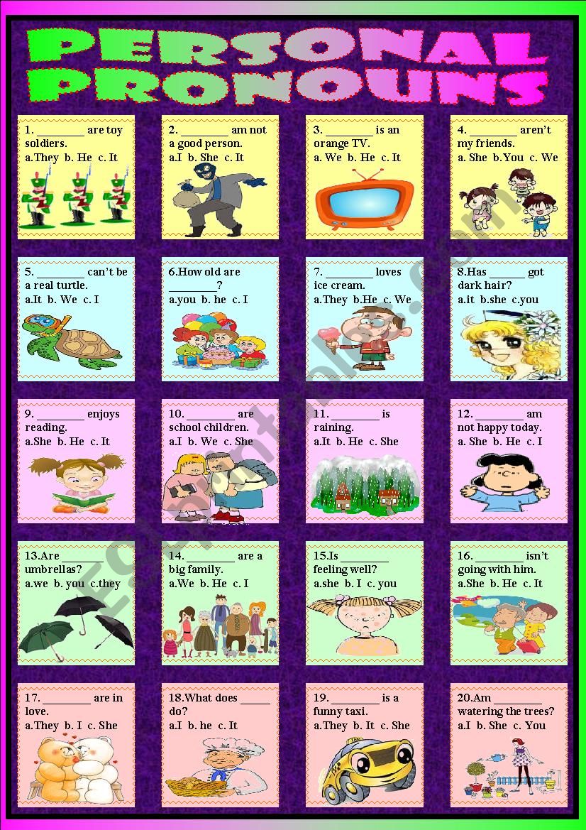 personal pronouns worksheet