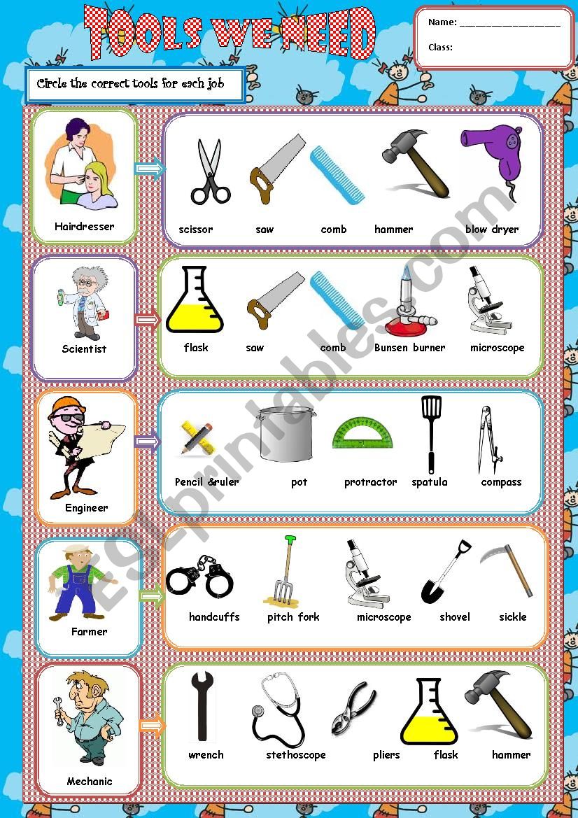 Tools We Need worksheet