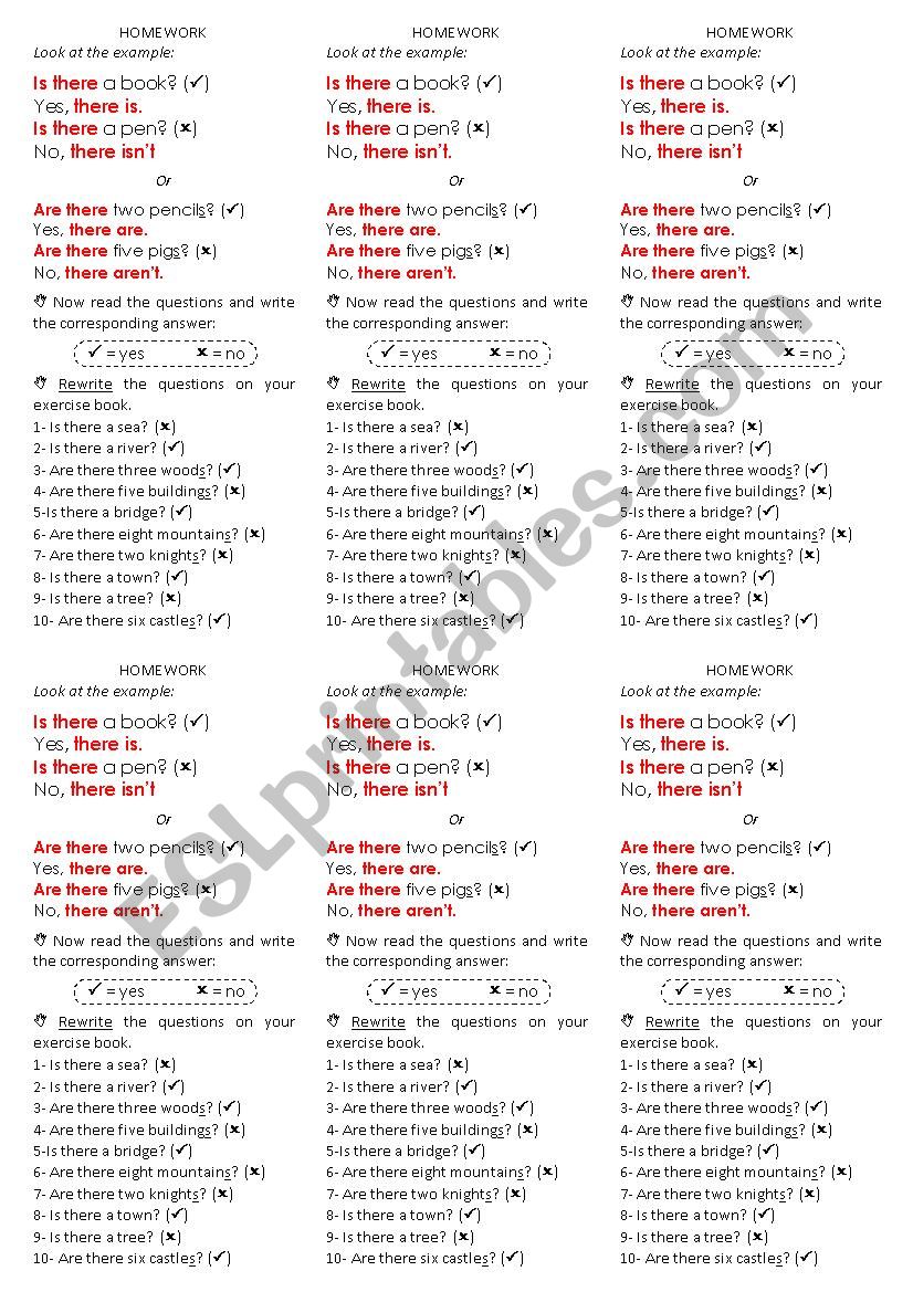 Answers There is/are worksheet