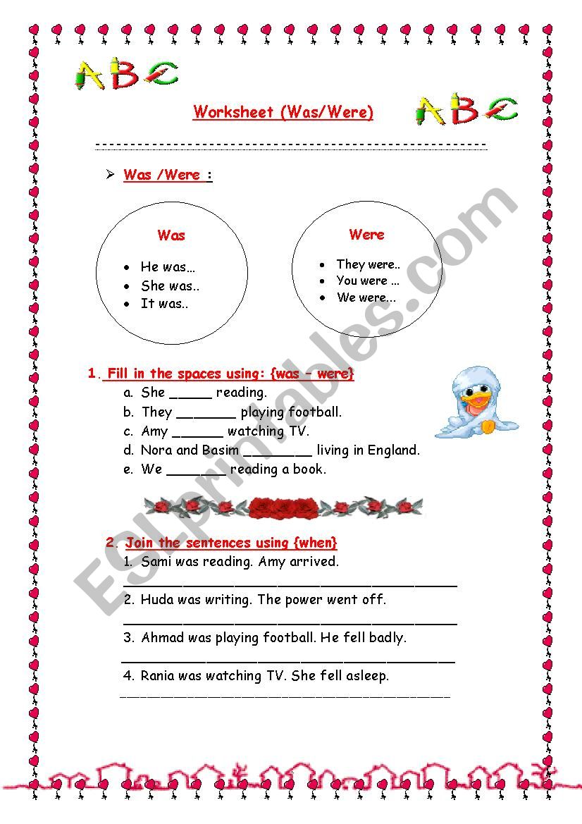 was/were worksheet worksheet