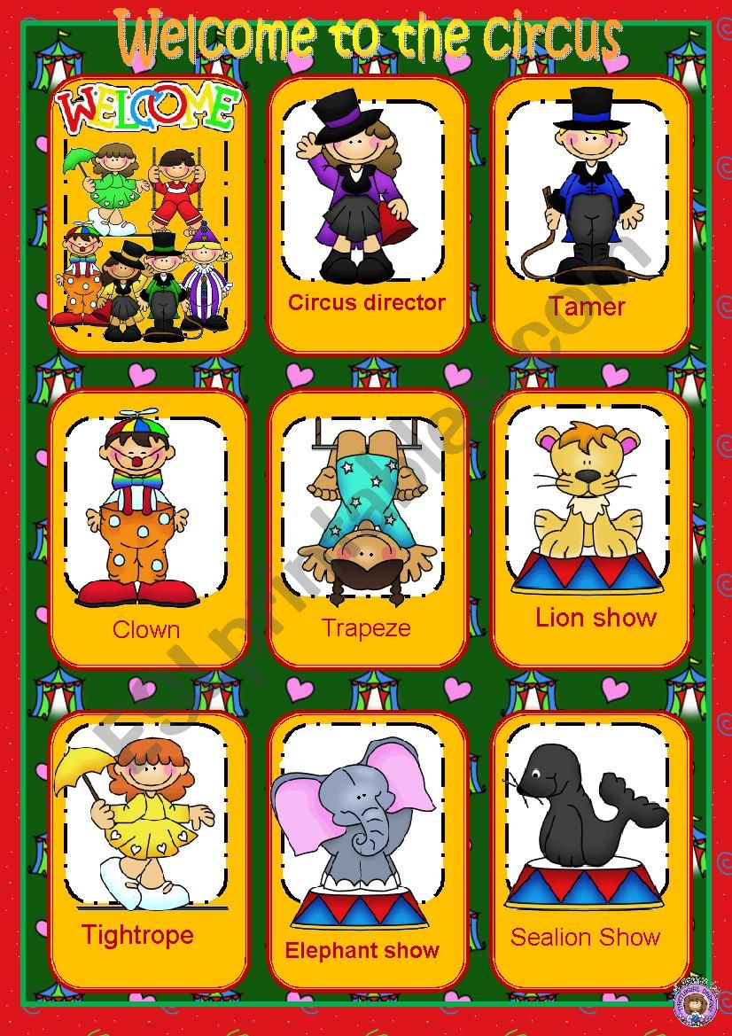 Circus flashcards worksheet