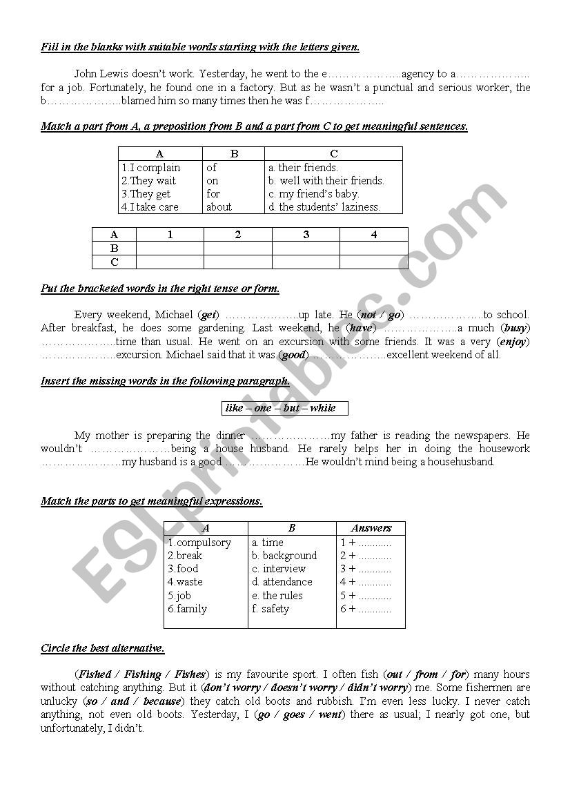 9th form worksheet 16 worksheet