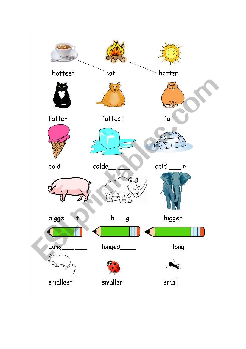 Comparatives and Superlatives worksheet