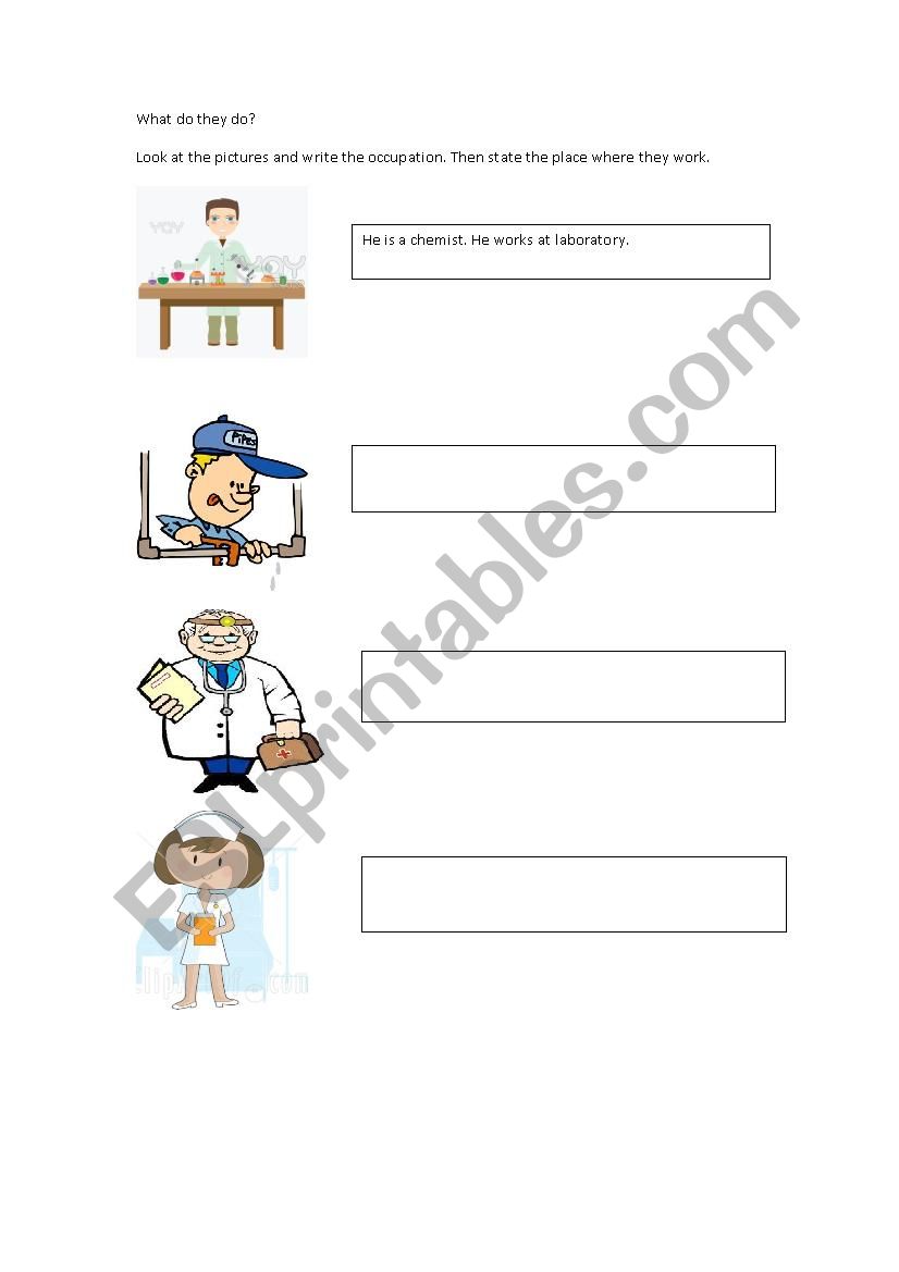 occupation worksheet