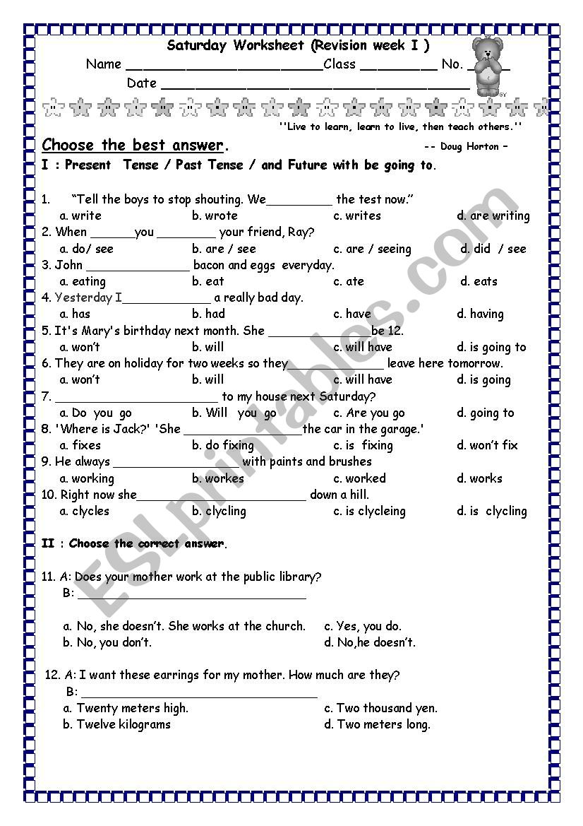 Grammar Revision  worksheet