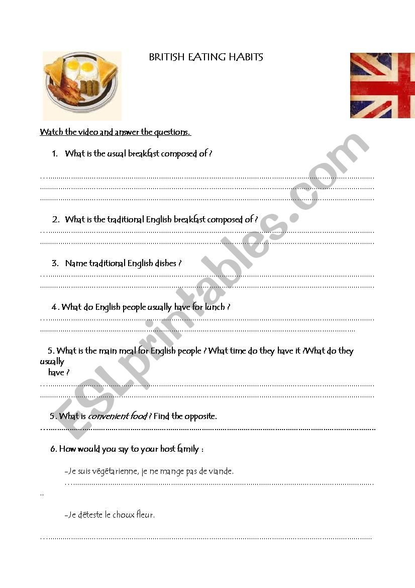 BRITISH FOOD worksheet