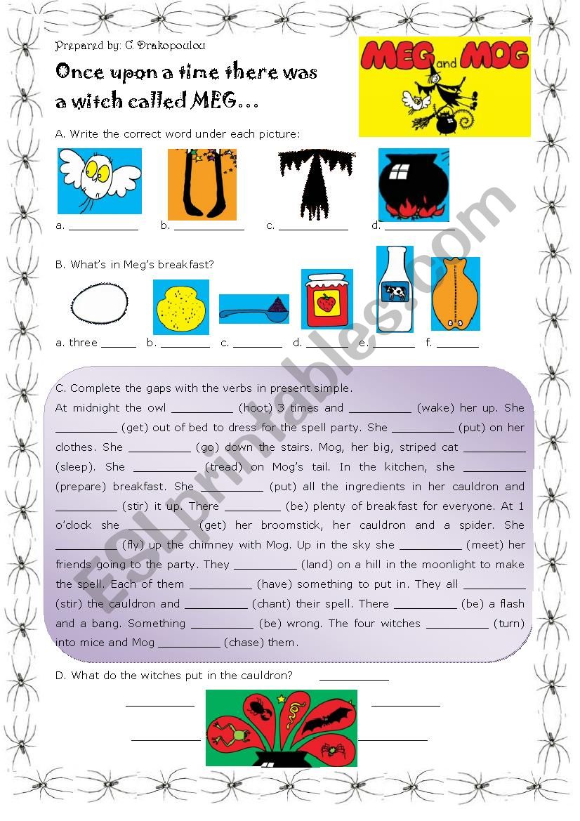 Meg and Mog worksheet