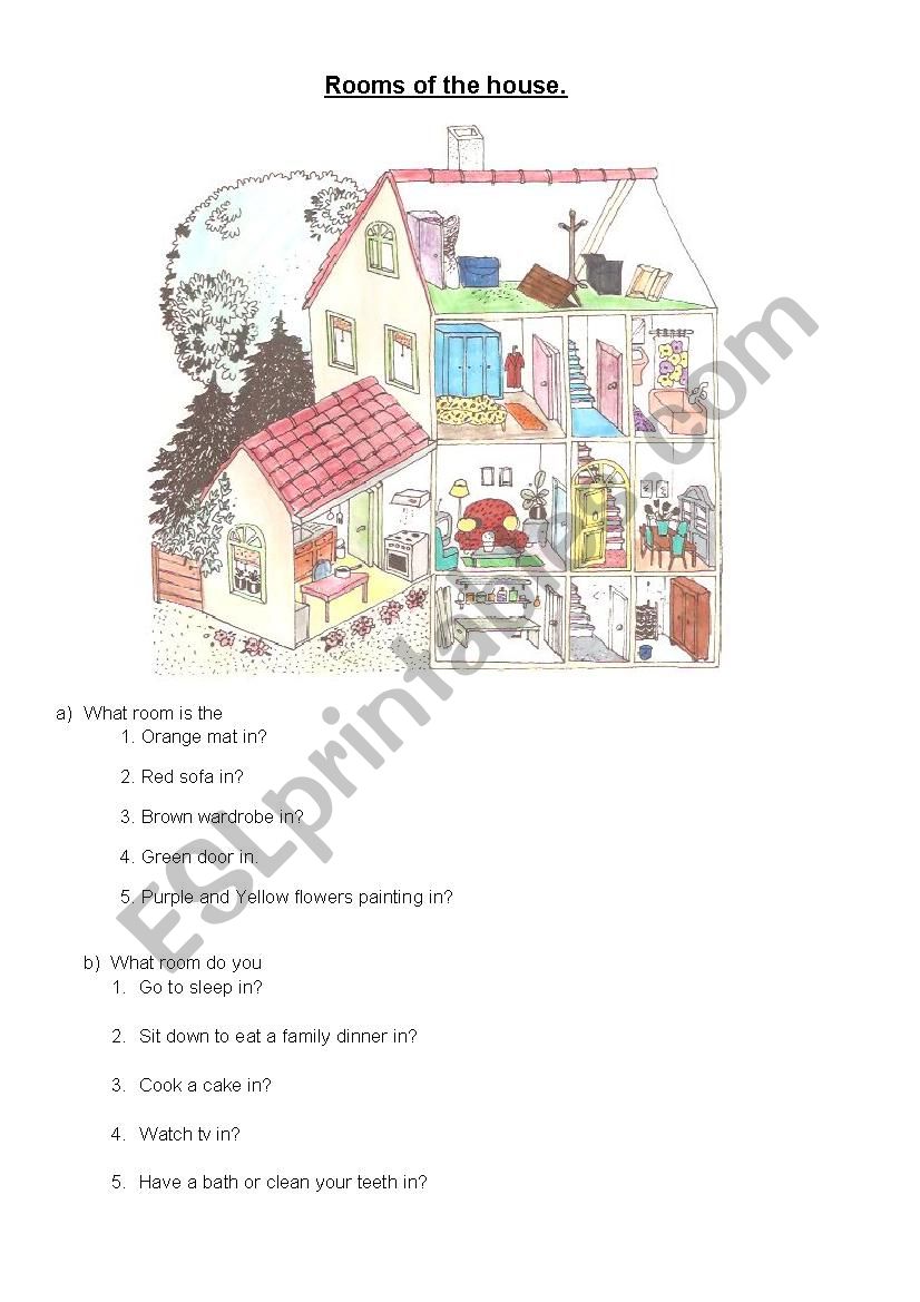 rooms in the house worksheet