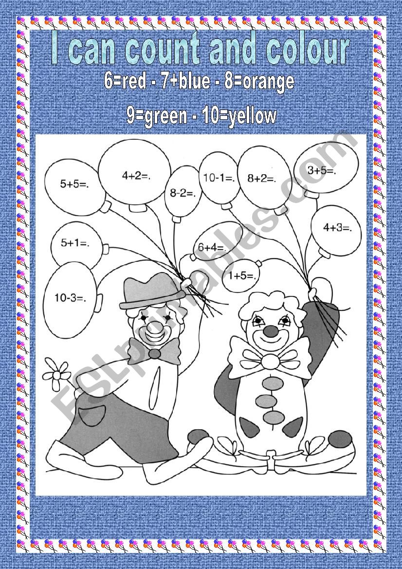 Colour the balloons  worksheet