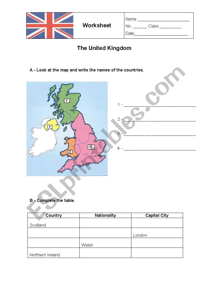 United Kingdom worksheet