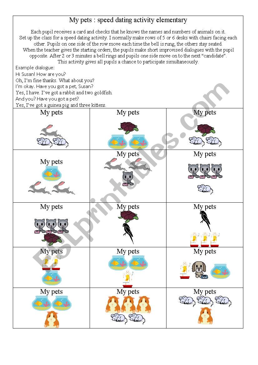 My pets (speed dating activity)