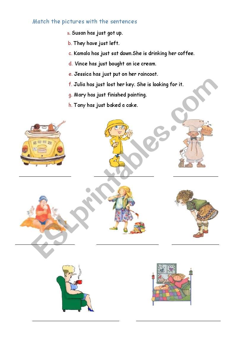 Present Perfect Tense (just) worksheet