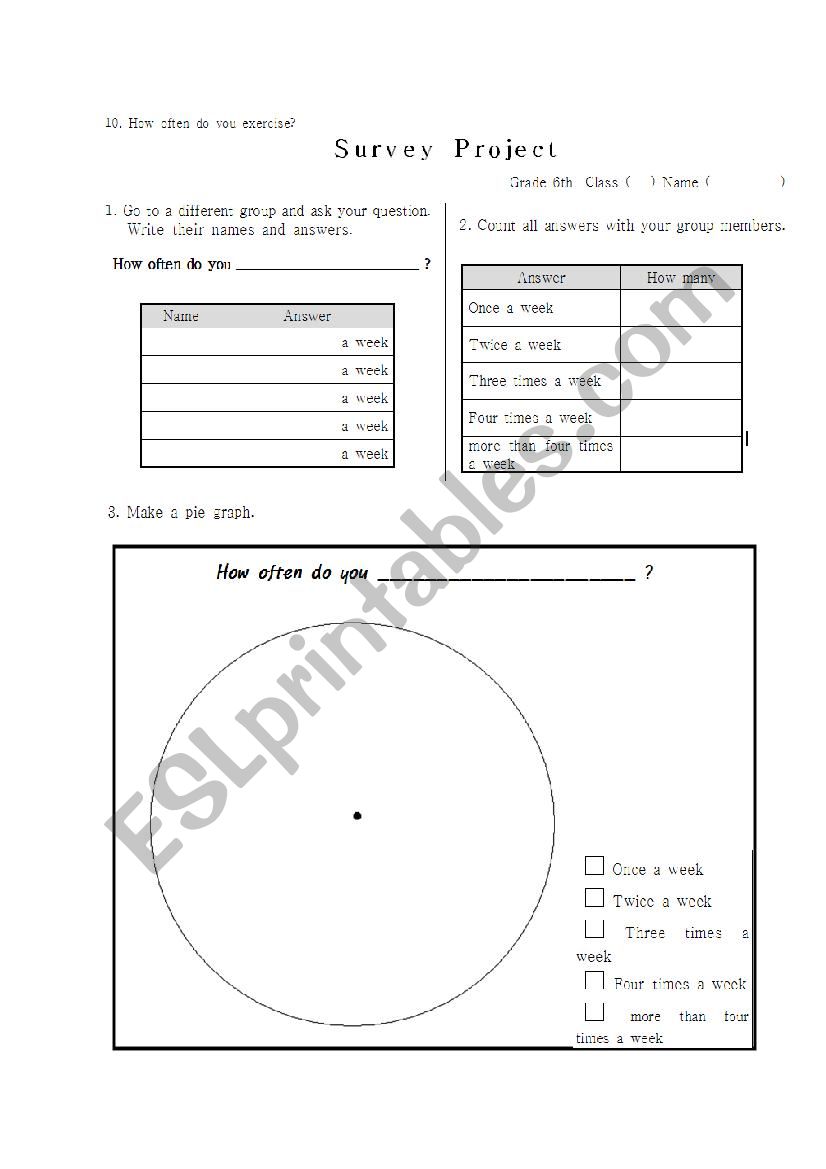 Health Habits Survey worksheet