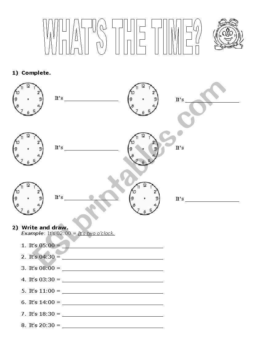 whats the time?  worksheet