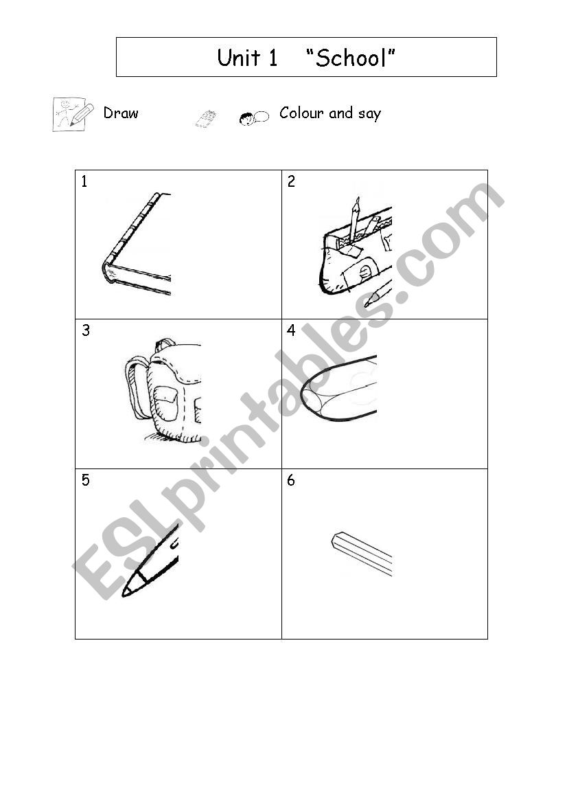 Draw colour and say worksheet