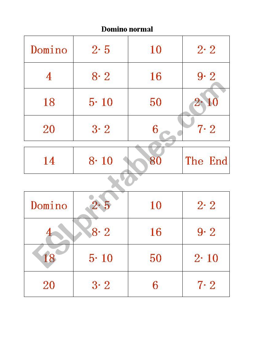 101 domino with 4, 2 and 5 worksheet