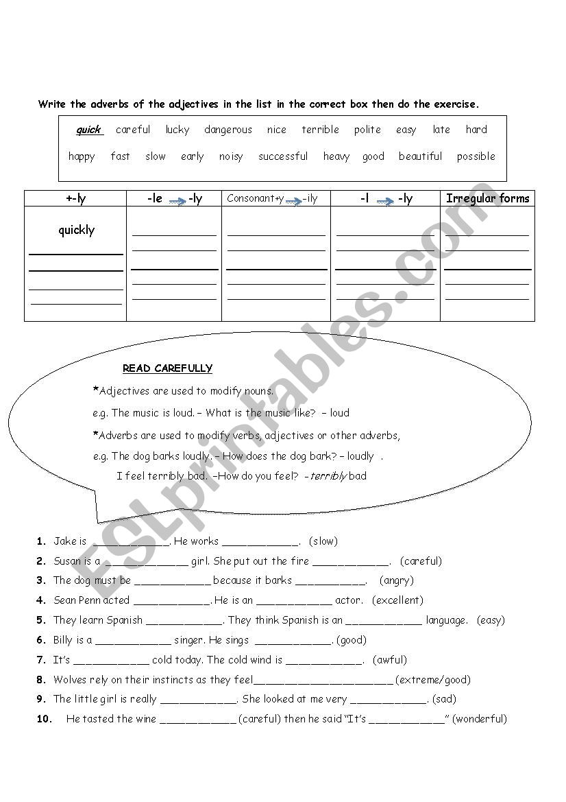 adjective or adverb, comparatives and superlatives