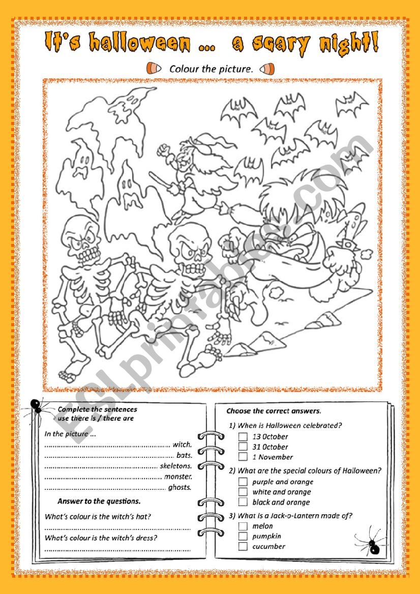 ItÂ´s a scary night! worksheet
