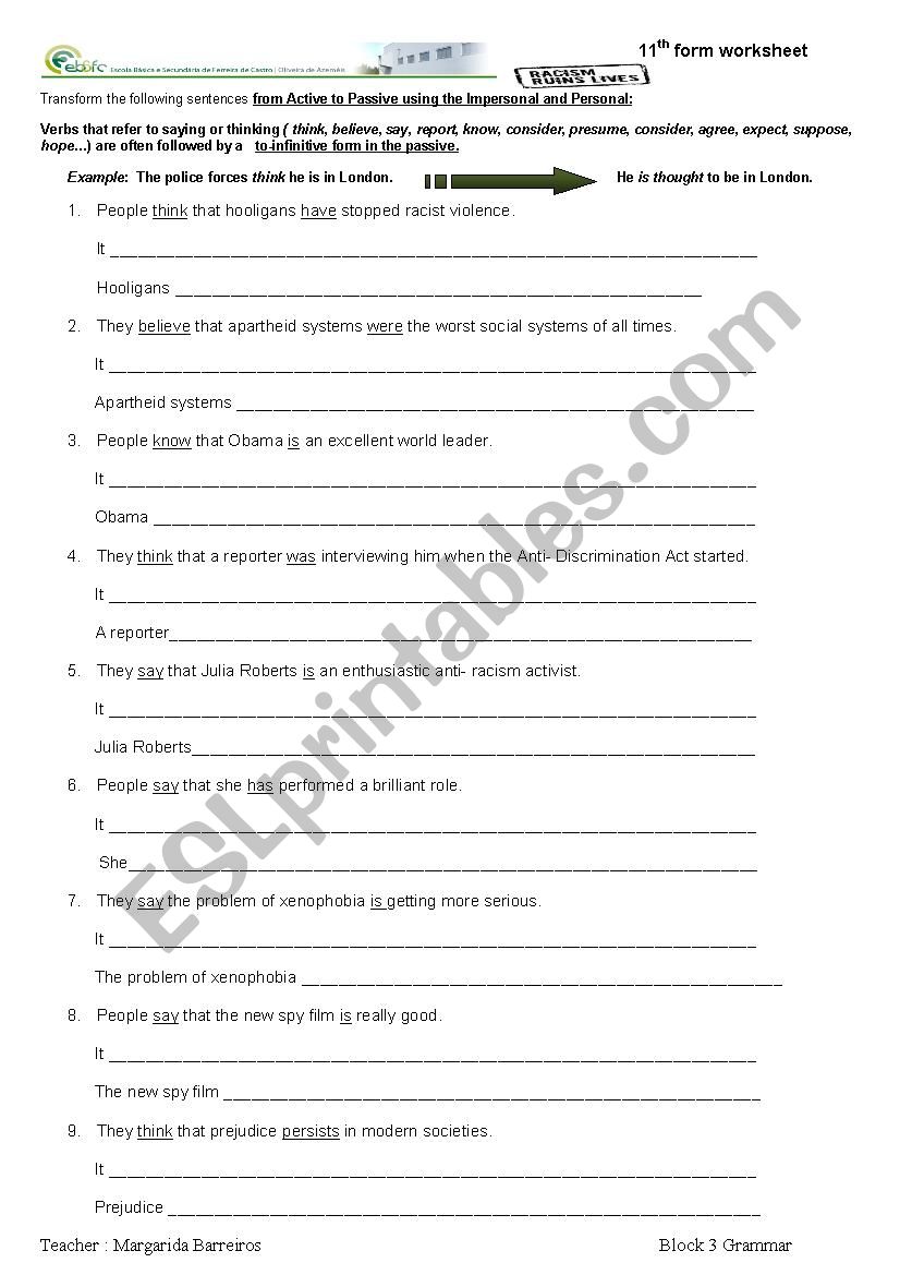 impersonal passive voice worksheet