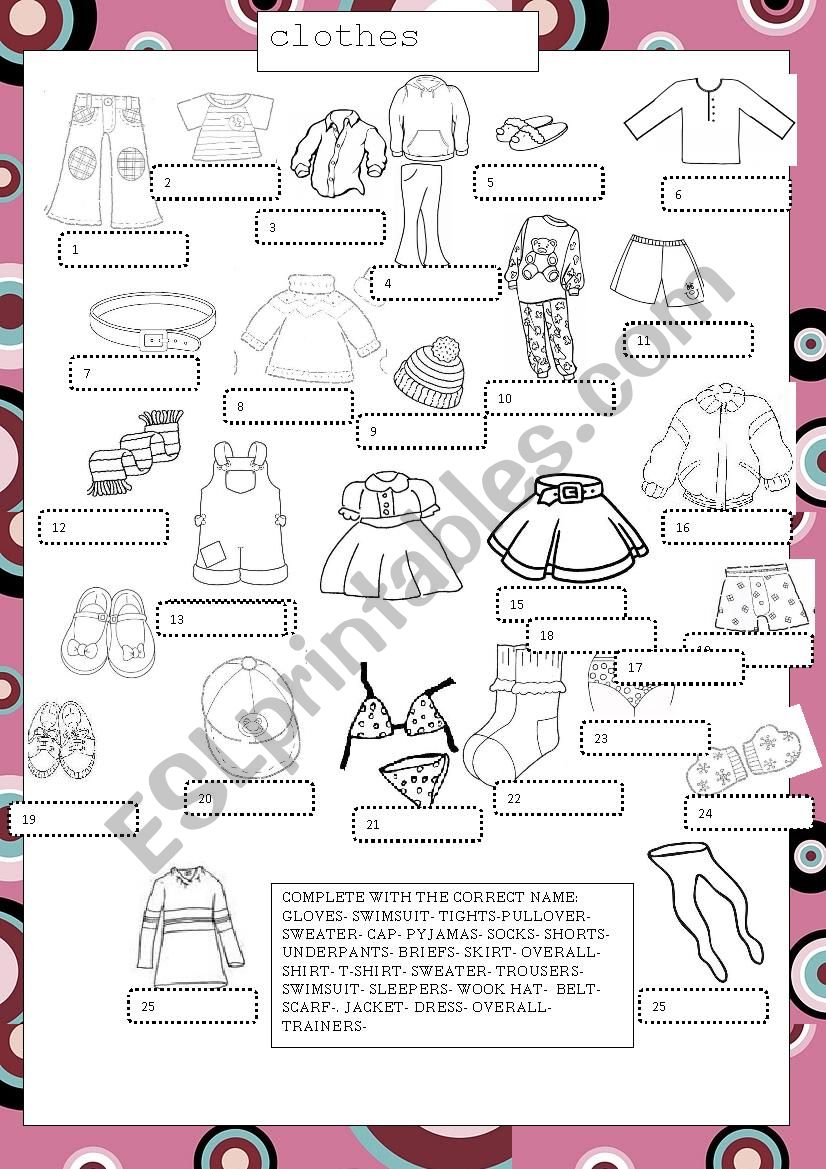 CLOTHES - ESL worksheet by claudiafer