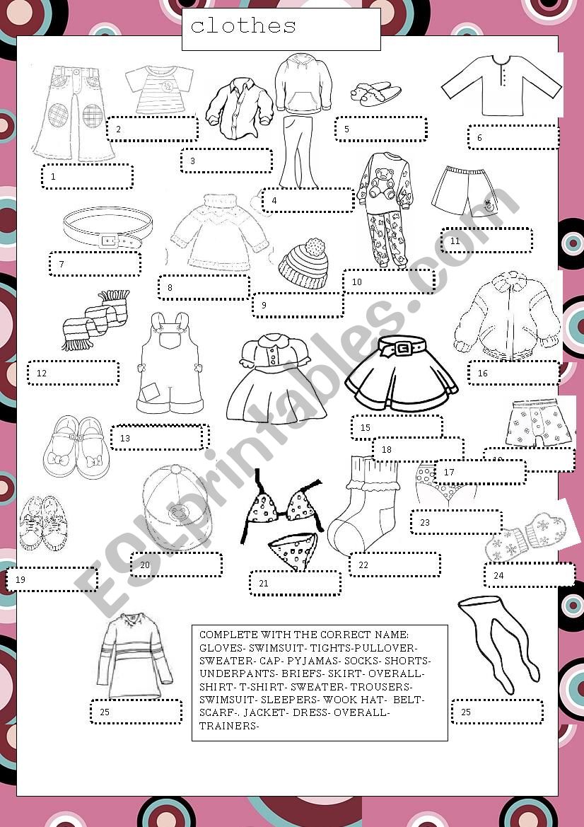 CLOTHES worksheet