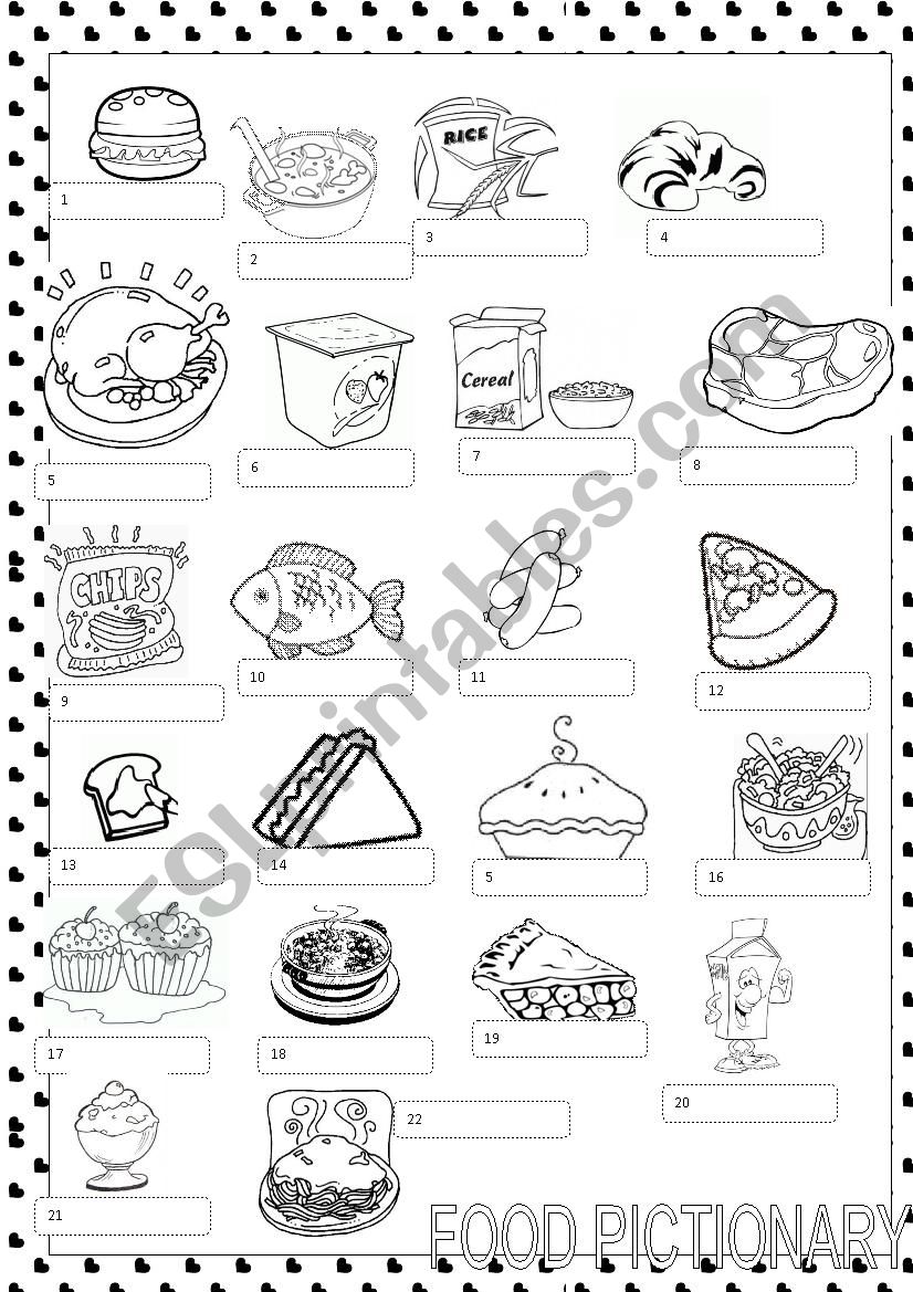 FOOD PICTIONARY worksheet