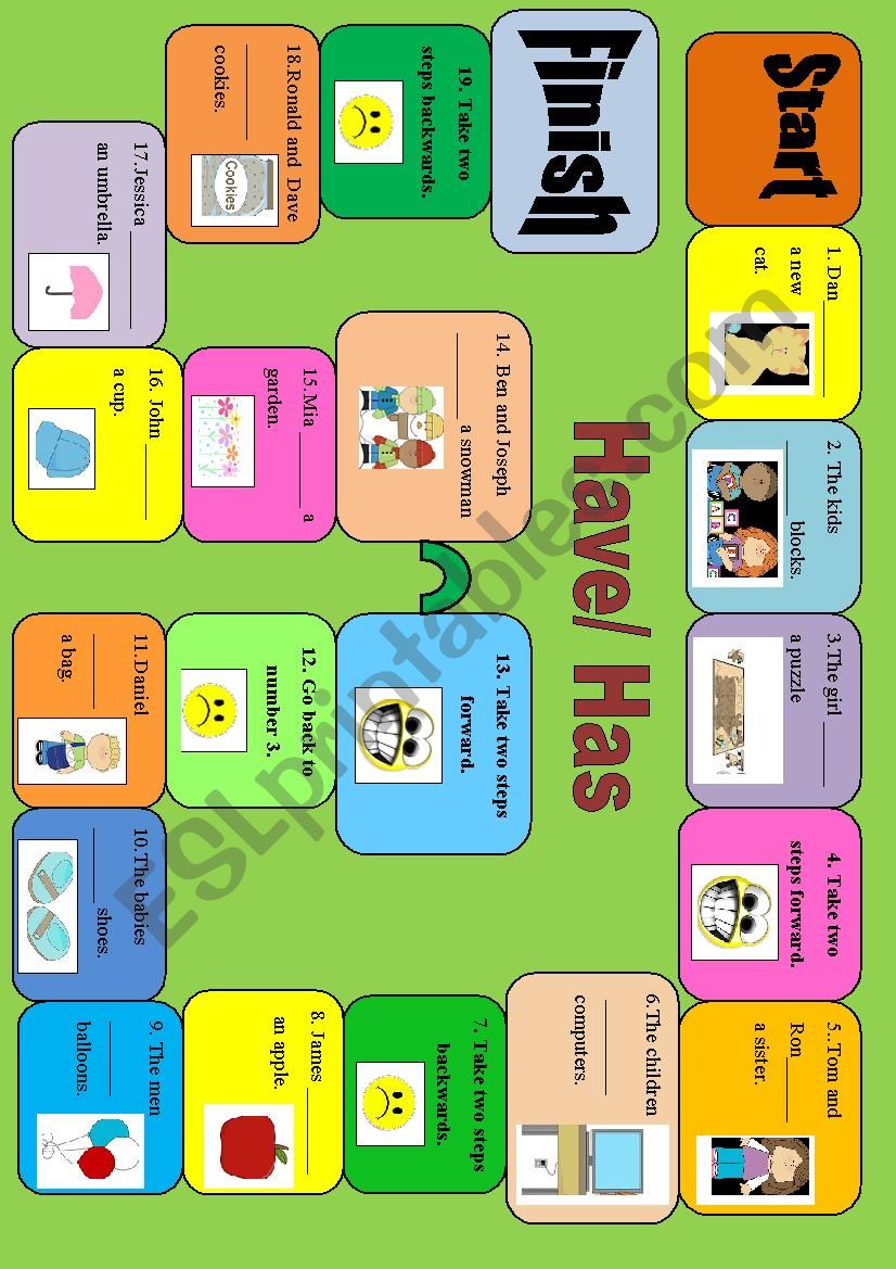 Have and Has Game worksheet