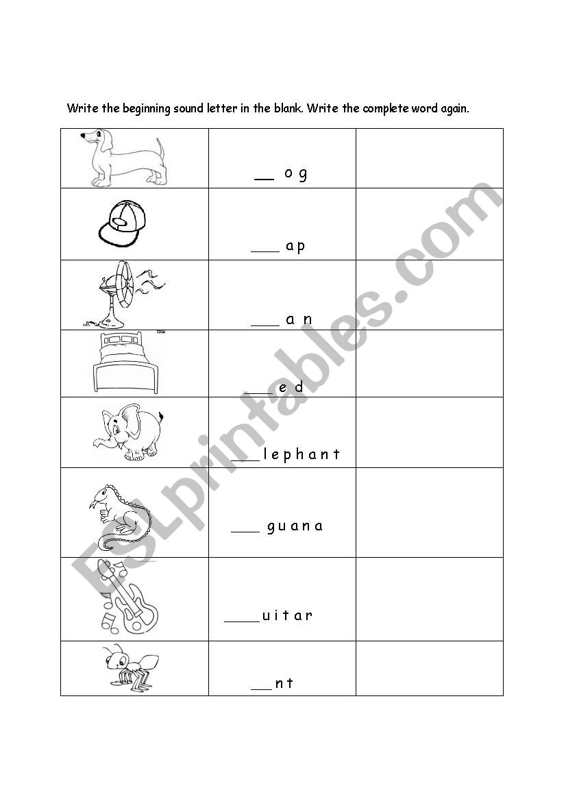 Beginning Sound worksheet