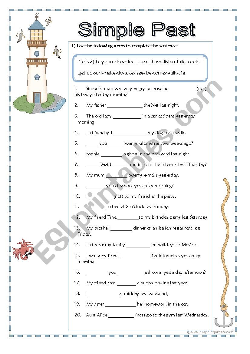 Simple Past  practice for regular and irregular verbs