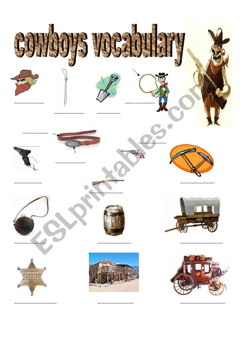 COWBOYS VOCABULARY worksheet