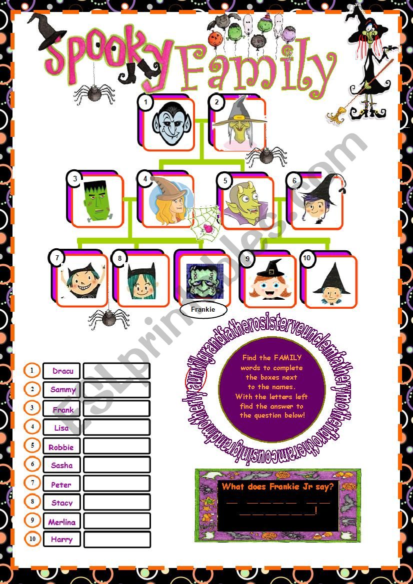 SPOOKY FAMILY (first part) worksheet