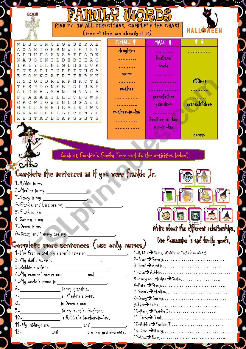 SPOOKY FAMILY (second part) worksheet