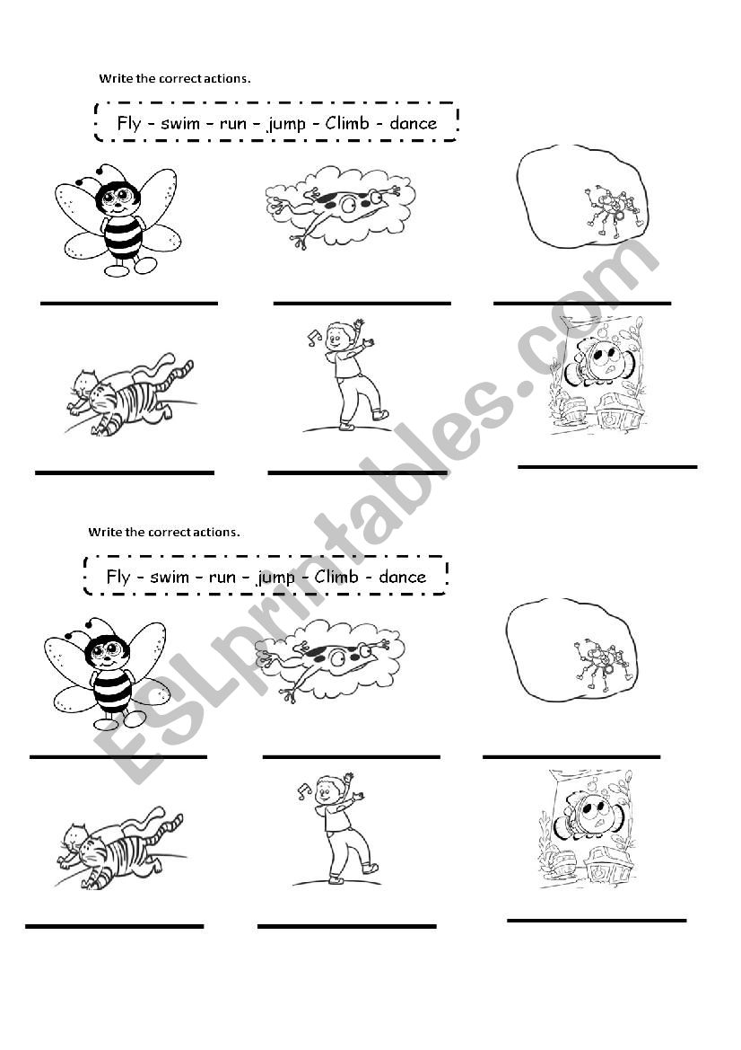 animals actions  worksheet