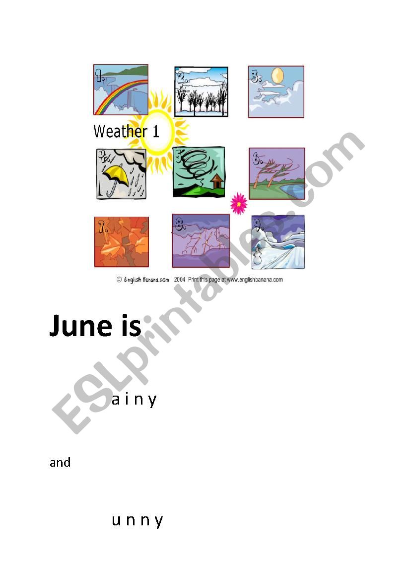June ESL phonics worksheet for beginners (3-5 yrs)