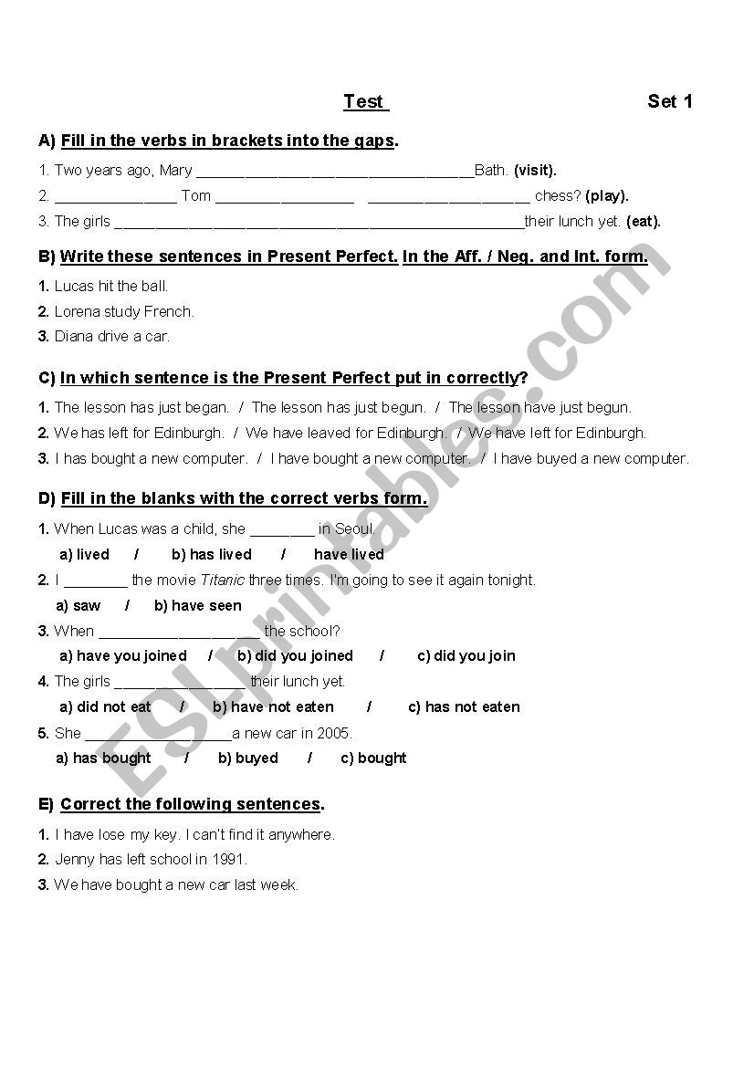 test present perfect vs past simple