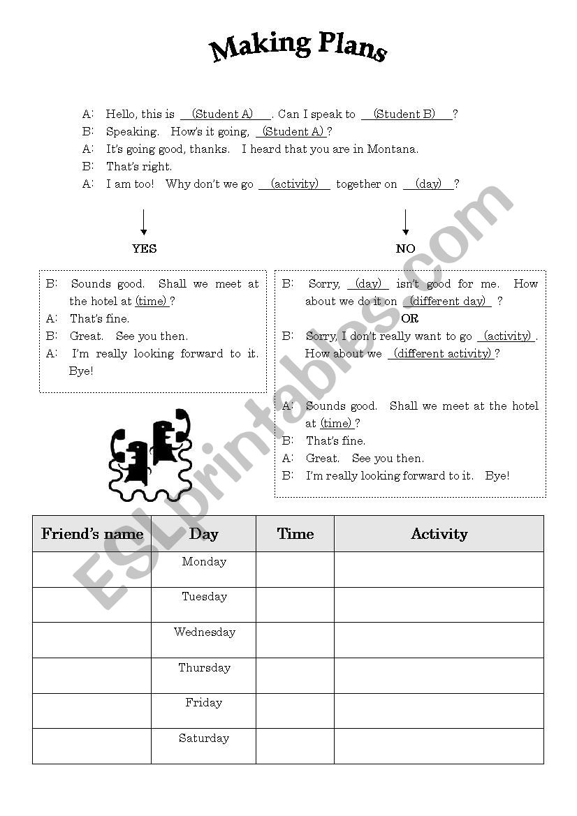 Making Plans on the Telephone worksheet