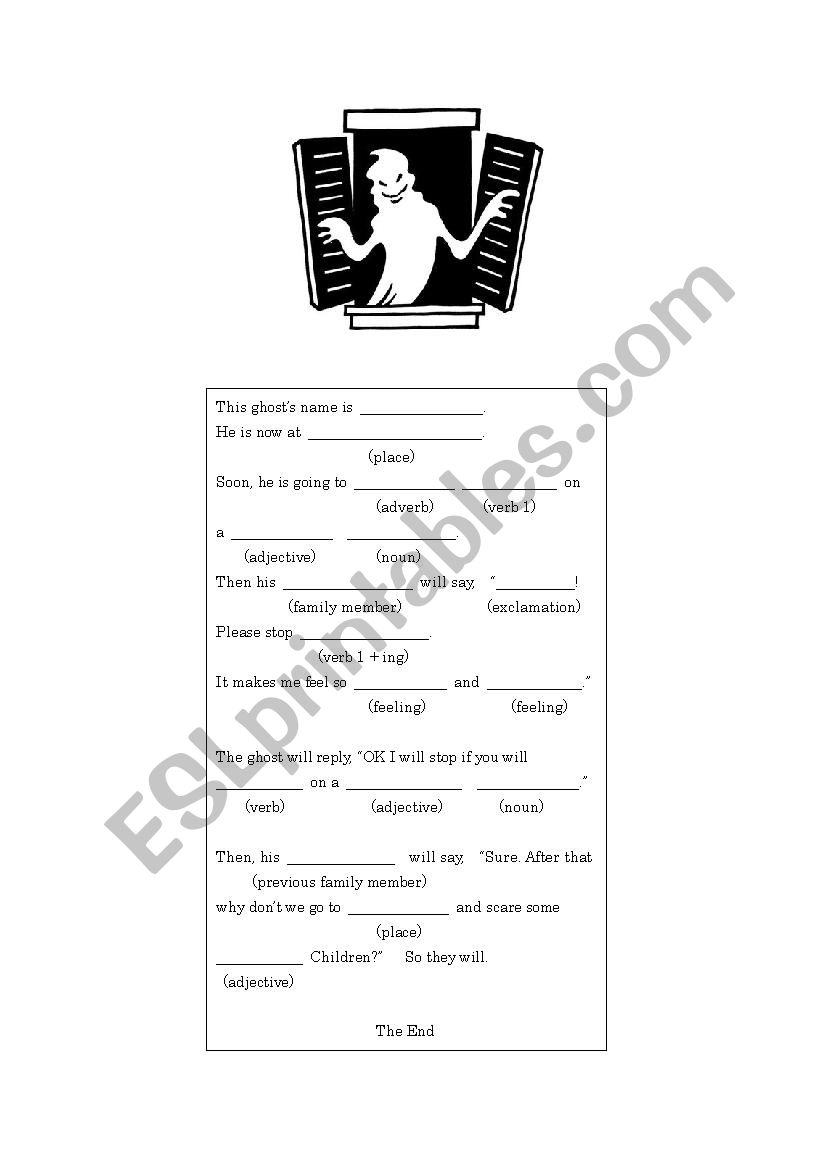 Halloween Mad Lib worksheet