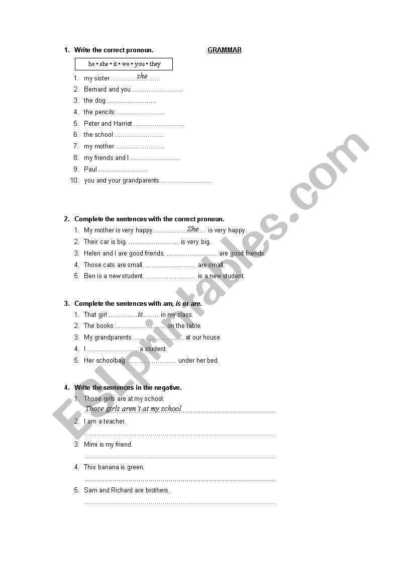 Basic grammar activities worksheet