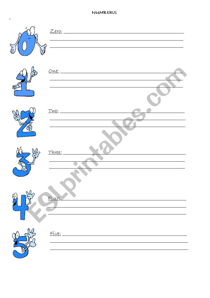 Numbers 0-10 worksheet