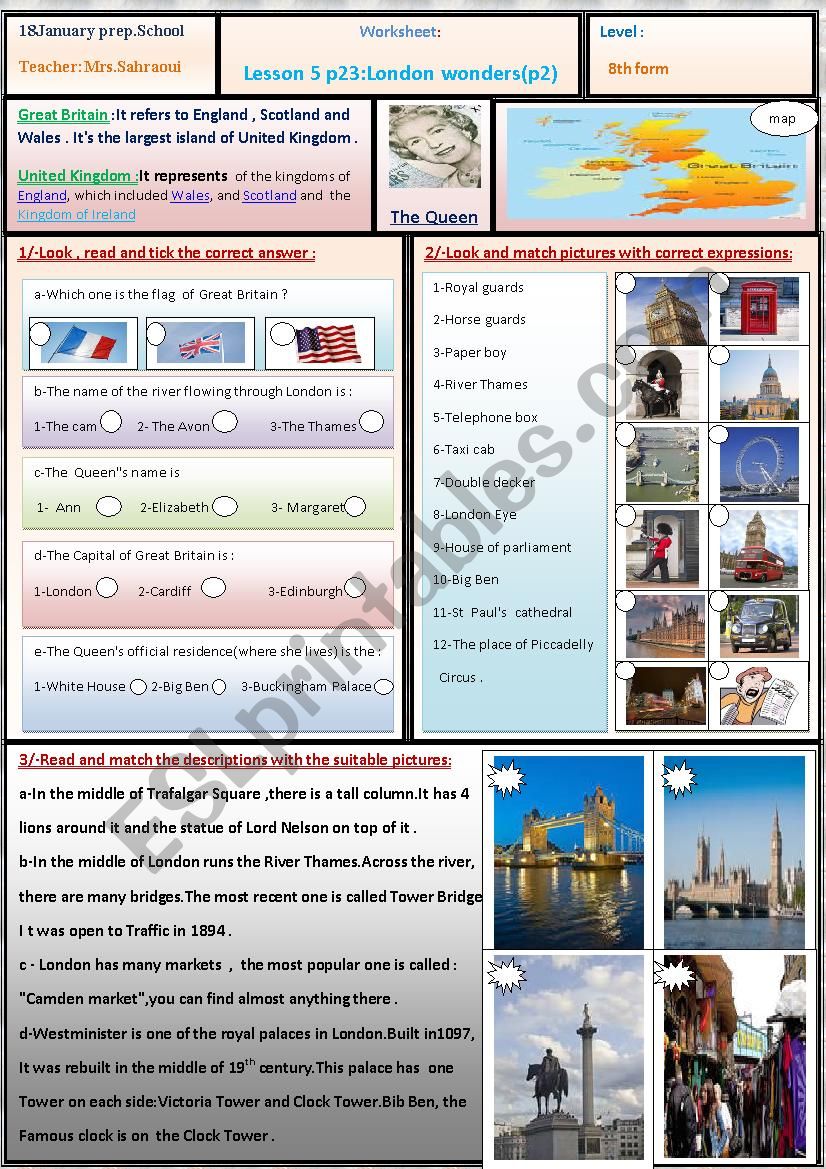 London Wonders worksheet