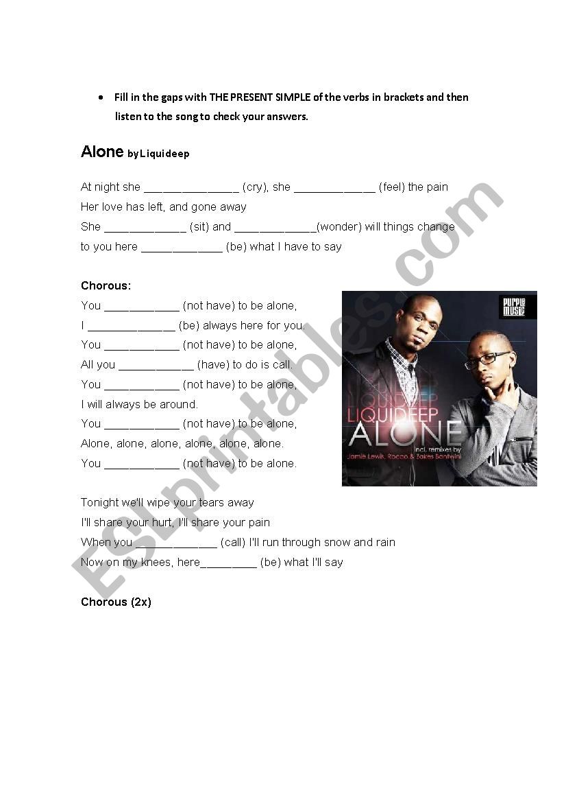 Alone by liquideep worksheet