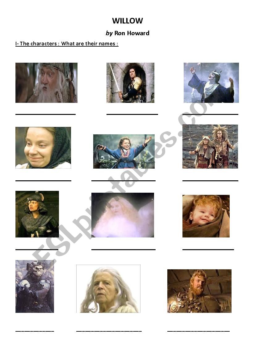 Movie Willow by Ron Howard worksheet