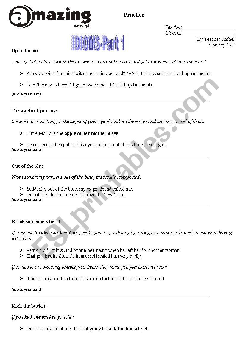 IDIOMS worksheet