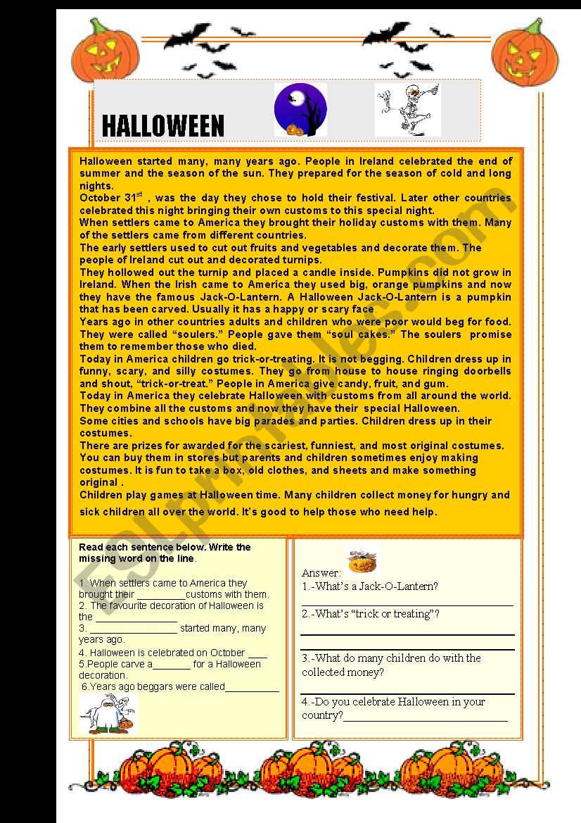 Halloween worksheet