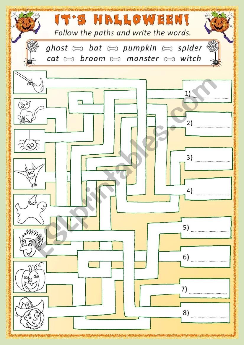 Halloween paths worksheet