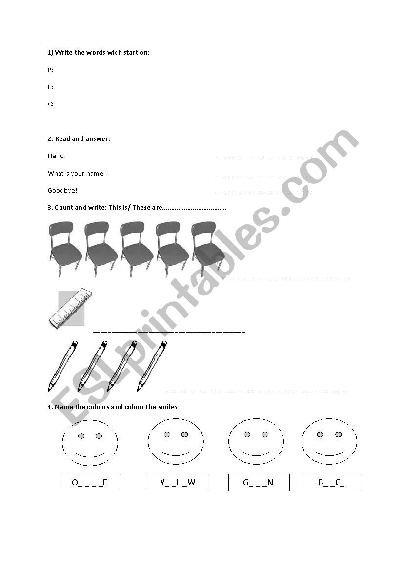 introduction test worksheet