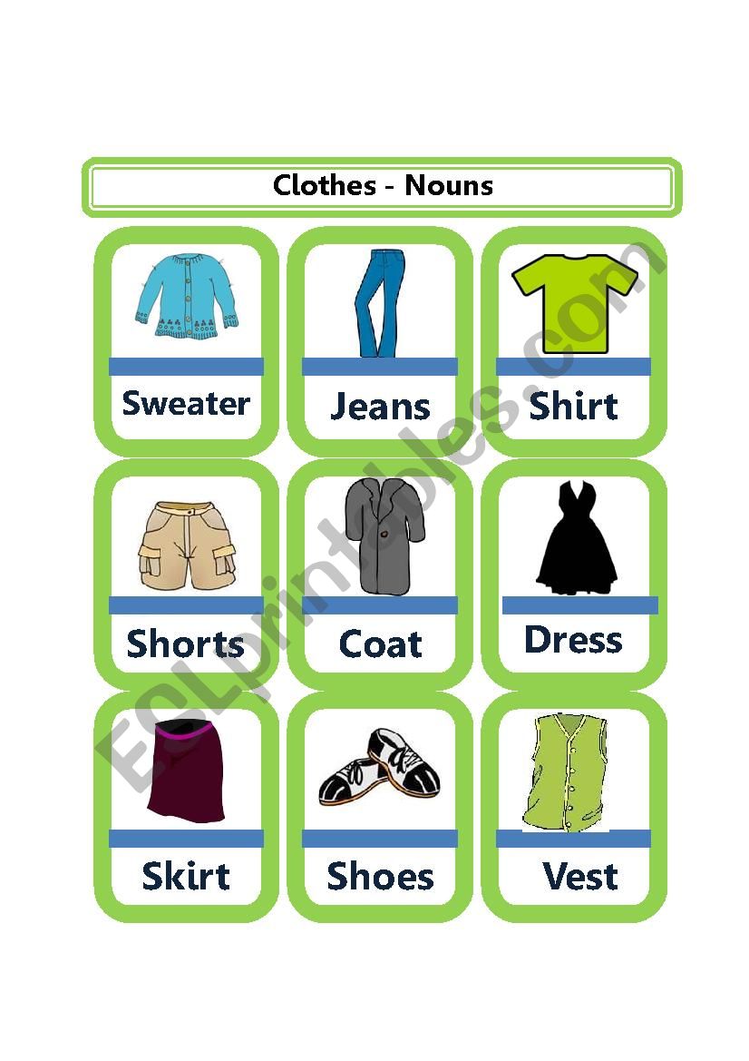 Describing Clothes - Nouns (Part 2)
