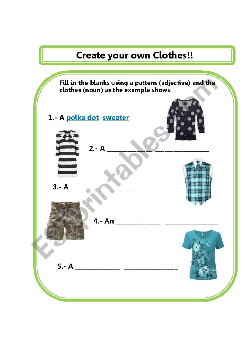 Describing Clothes (Part 3) worksheet
