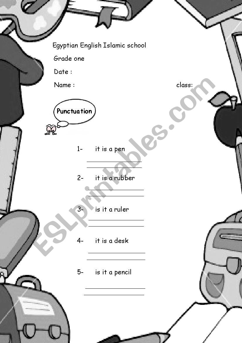 punctuation worksheet